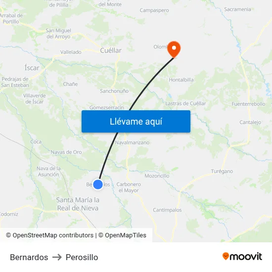 Bernardos to Perosillo map