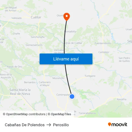 Cabañas De Polendos to Perosillo map
