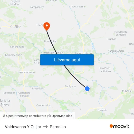 Valdevacas Y Guijar to Perosillo map
