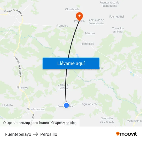 Fuentepelayo to Perosillo map