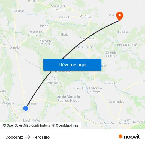 Codorniz to Perosillo map