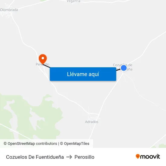 Cozuelos De Fuentidueña to Perosillo map