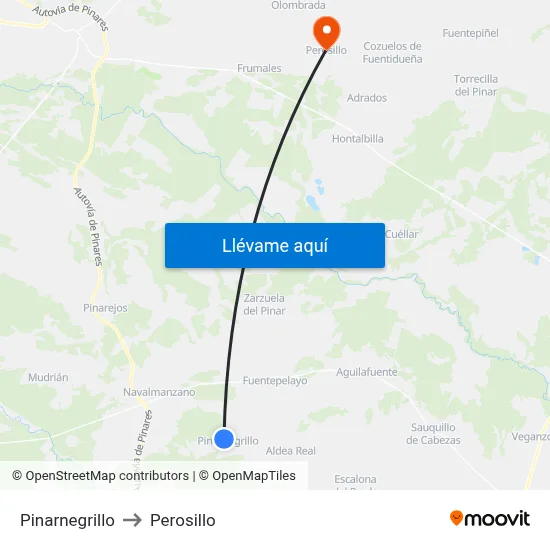Pinarnegrillo to Perosillo map