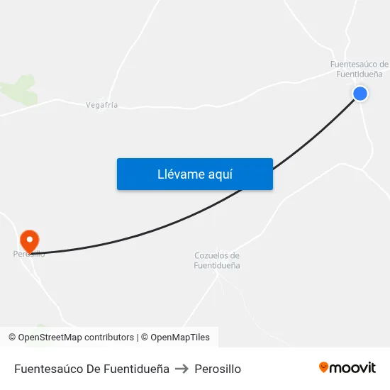 Fuentesaúco De Fuentidueña to Perosillo map