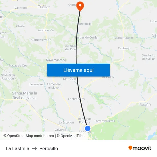 La Lastrilla to Perosillo map