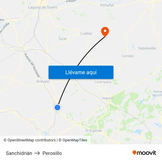 Sanchidrián to Perosillo map