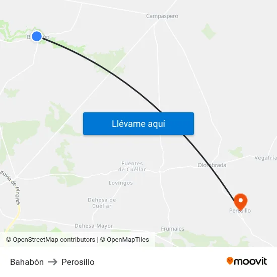 Bahabón to Perosillo map