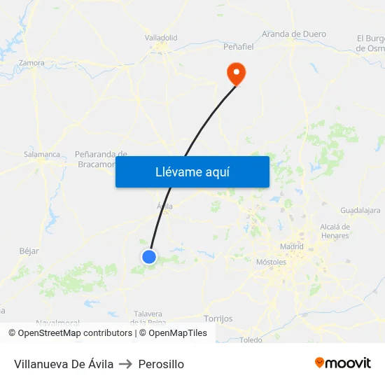 Villanueva De Ávila to Perosillo map