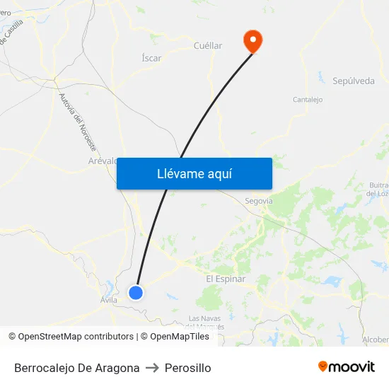 Berrocalejo De Aragona to Perosillo map