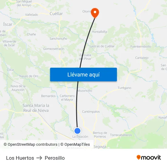 Los Huertos to Perosillo map