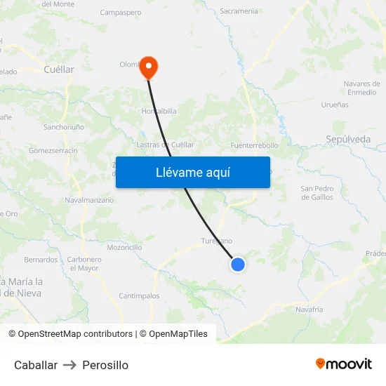Caballar to Perosillo map
