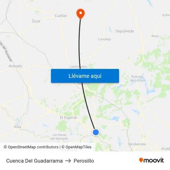 Cuenca Del Guadarrama to Perosillo map