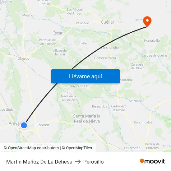 Martín Muñoz De La Dehesa to Perosillo map