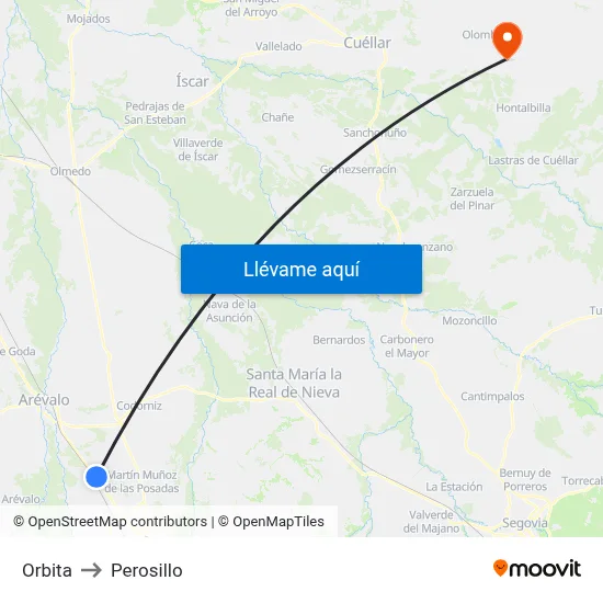 Orbita to Perosillo map
