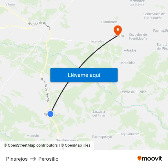 Pinarejos to Perosillo map