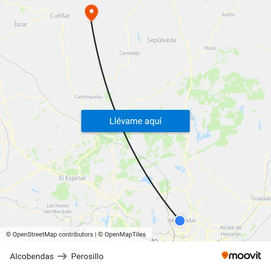 Alcobendas to Perosillo map