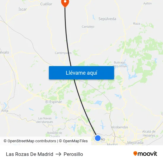 Las Rozas De Madrid to Perosillo map