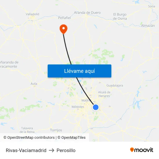 Rivas-Vaciamadrid to Perosillo map