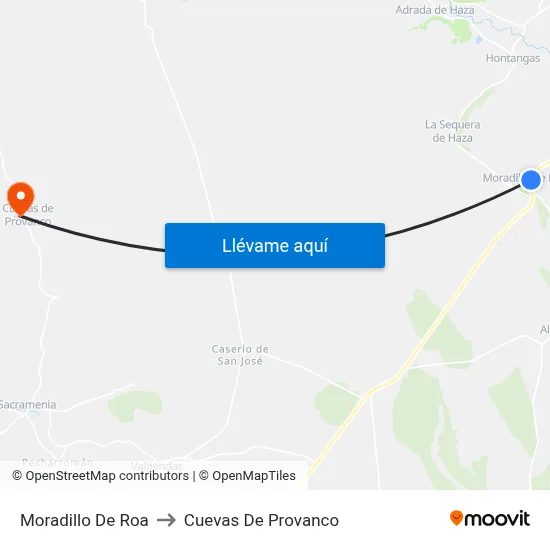 Moradillo De Roa to Cuevas De Provanco map