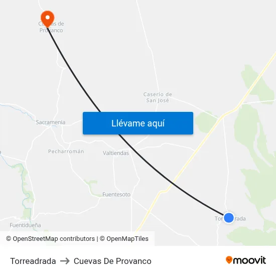 Torreadrada to Cuevas De Provanco map