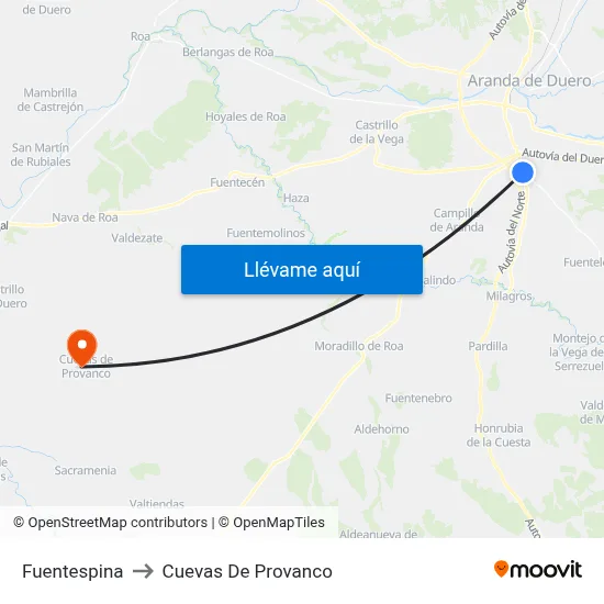 Fuentespina to Cuevas De Provanco map