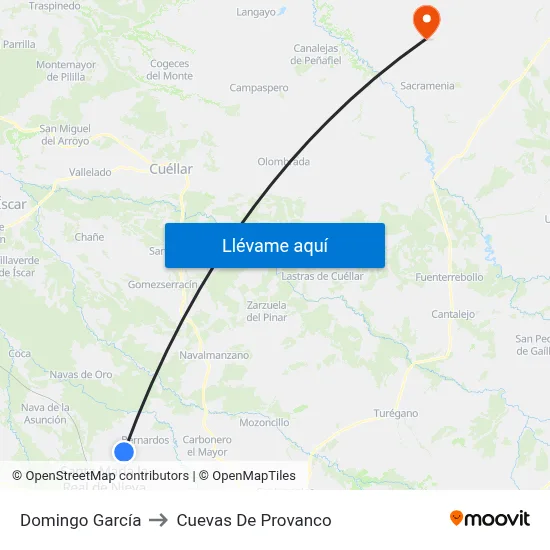 Domingo García to Cuevas De Provanco map