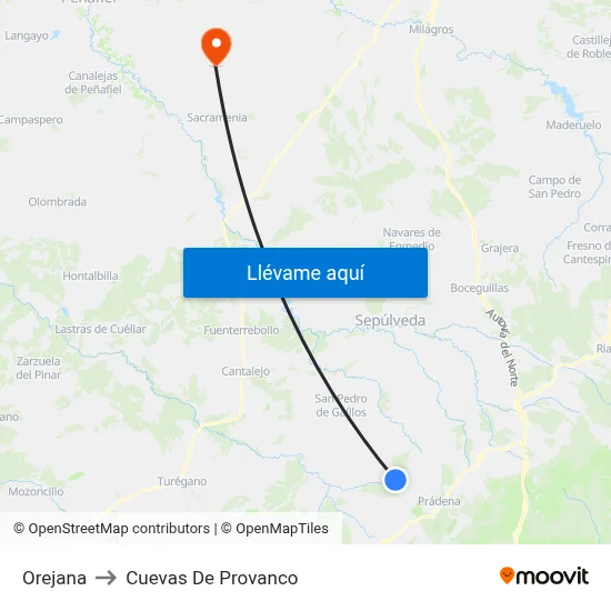 Orejana to Cuevas De Provanco map