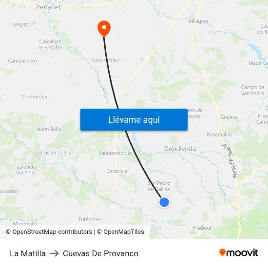 La Matilla to Cuevas De Provanco map