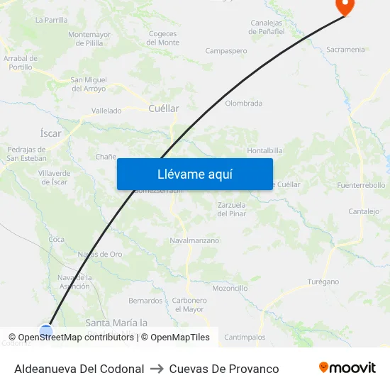Aldeanueva Del Codonal to Cuevas De Provanco map