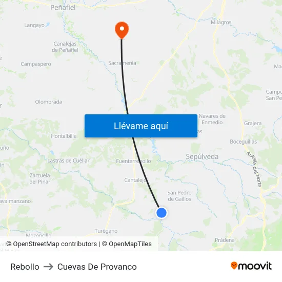 Rebollo to Cuevas De Provanco map