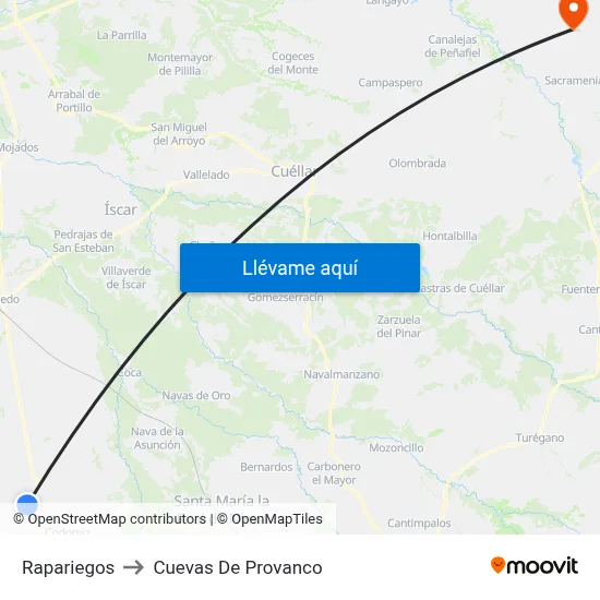 Rapariegos to Cuevas De Provanco map