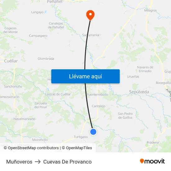 Muñoveros to Cuevas De Provanco map