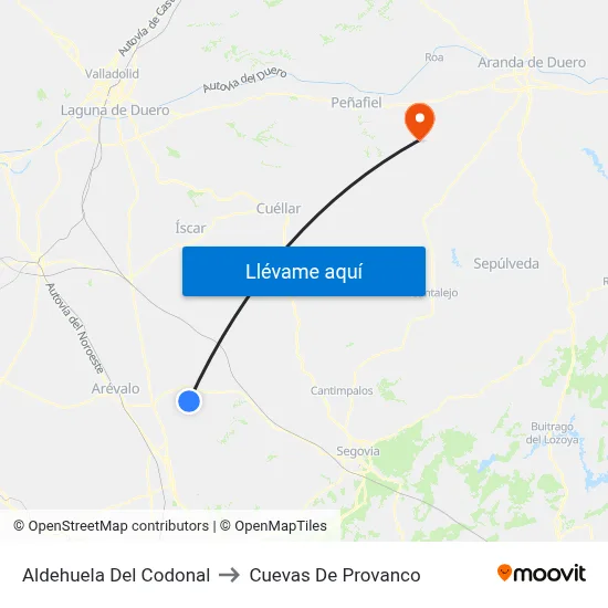 Aldehuela Del Codonal to Cuevas De Provanco map
