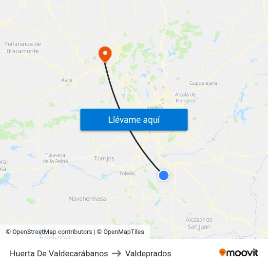 Huerta De Valdecarábanos to Valdeprados map