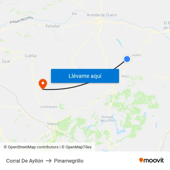 Corral De Ayllón to Pinarnegrillo map