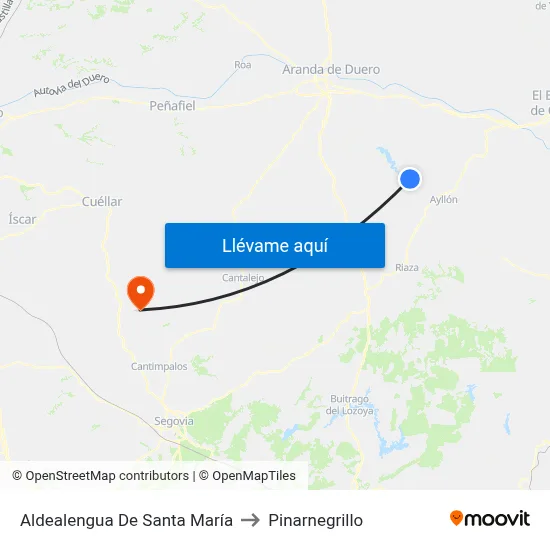 Aldealengua De Santa María to Pinarnegrillo map