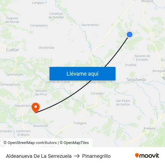 Aldeanueva De La Serrezuela to Pinarnegrillo map