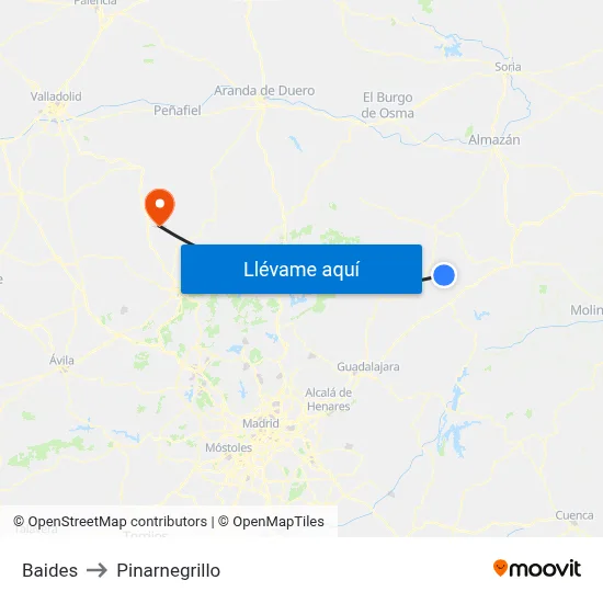 Baides to Pinarnegrillo map