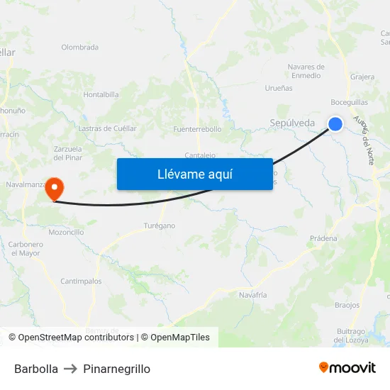 Barbolla to Pinarnegrillo map