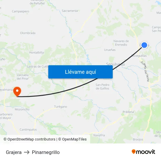 Grajera to Pinarnegrillo map