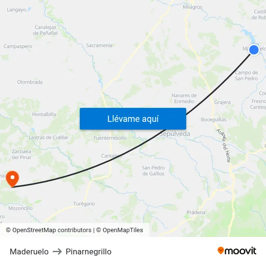 Maderuelo to Pinarnegrillo map