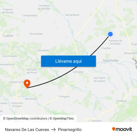 Navares De Las Cuevas to Pinarnegrillo map