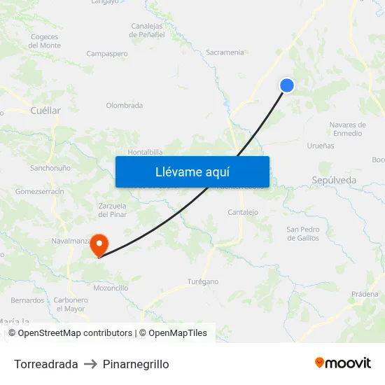 Torreadrada to Pinarnegrillo map
