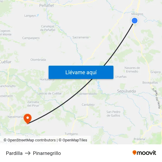 Pardilla to Pinarnegrillo map