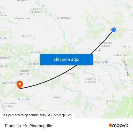 Pradales to Pinarnegrillo map