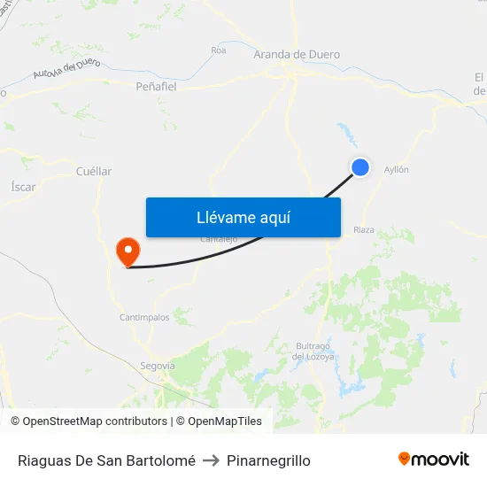 Riaguas De San Bartolomé to Pinarnegrillo map