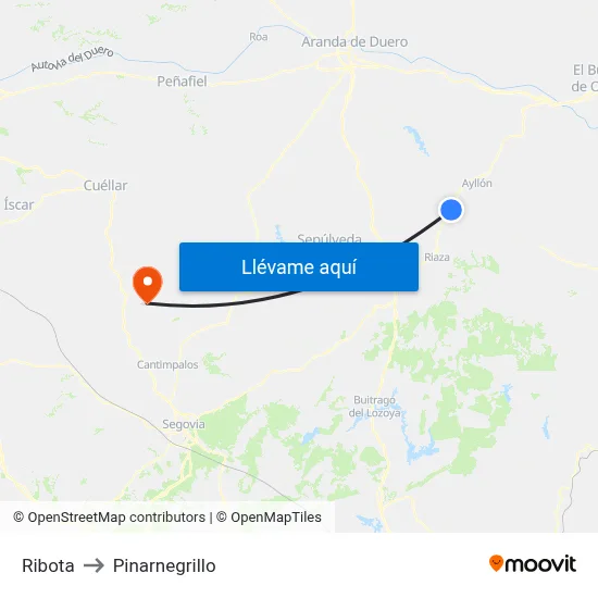 Ribota to Pinarnegrillo map