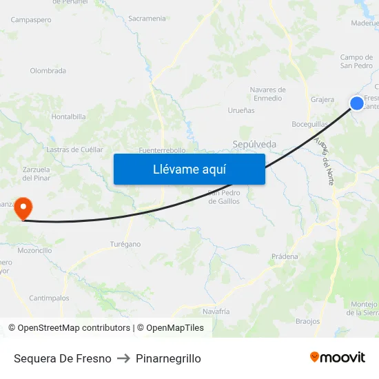 Sequera De Fresno to Pinarnegrillo map