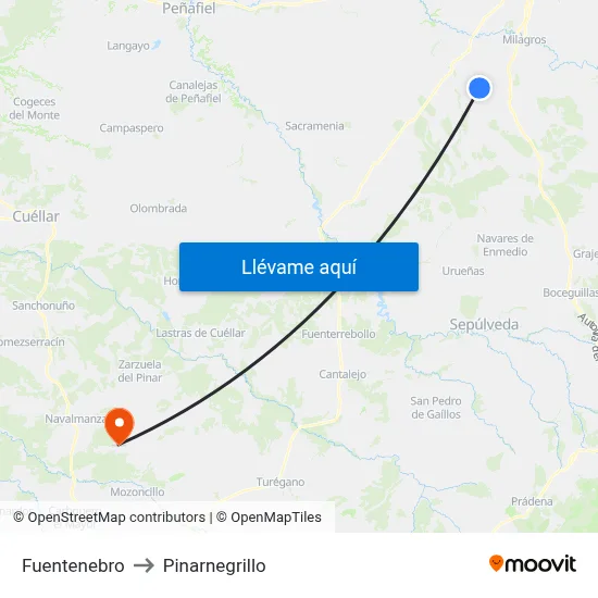Fuentenebro to Pinarnegrillo map