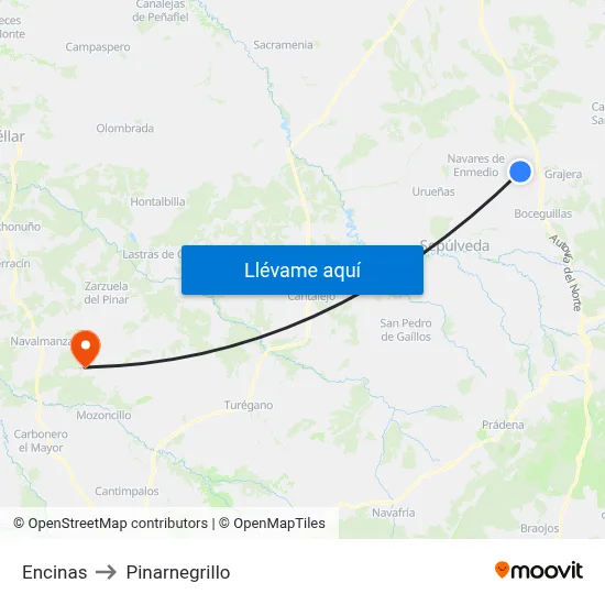 Encinas to Pinarnegrillo map